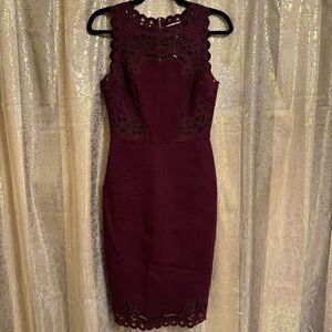 Ted Baker London Verita Burgundy Cutout Yoke Sheath Dress Size 1 NWOT